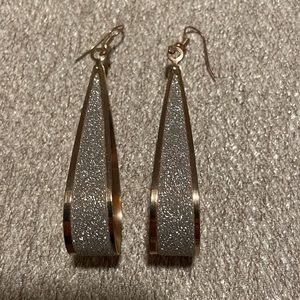 Large gold and silver sparkle teardrop Earrings